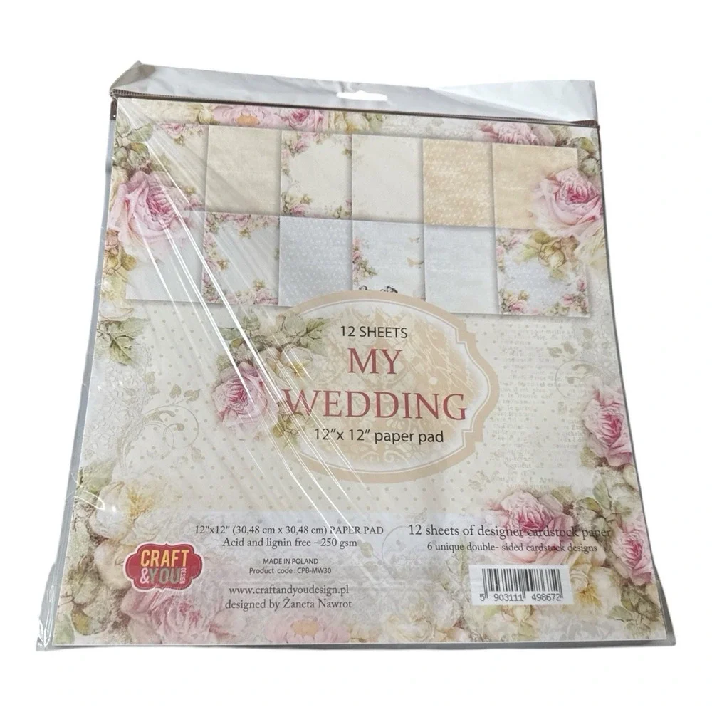L Craft & You My Wedding 12x12 Scrapbook Paper Pad 12 Sheets Floral Cardstock